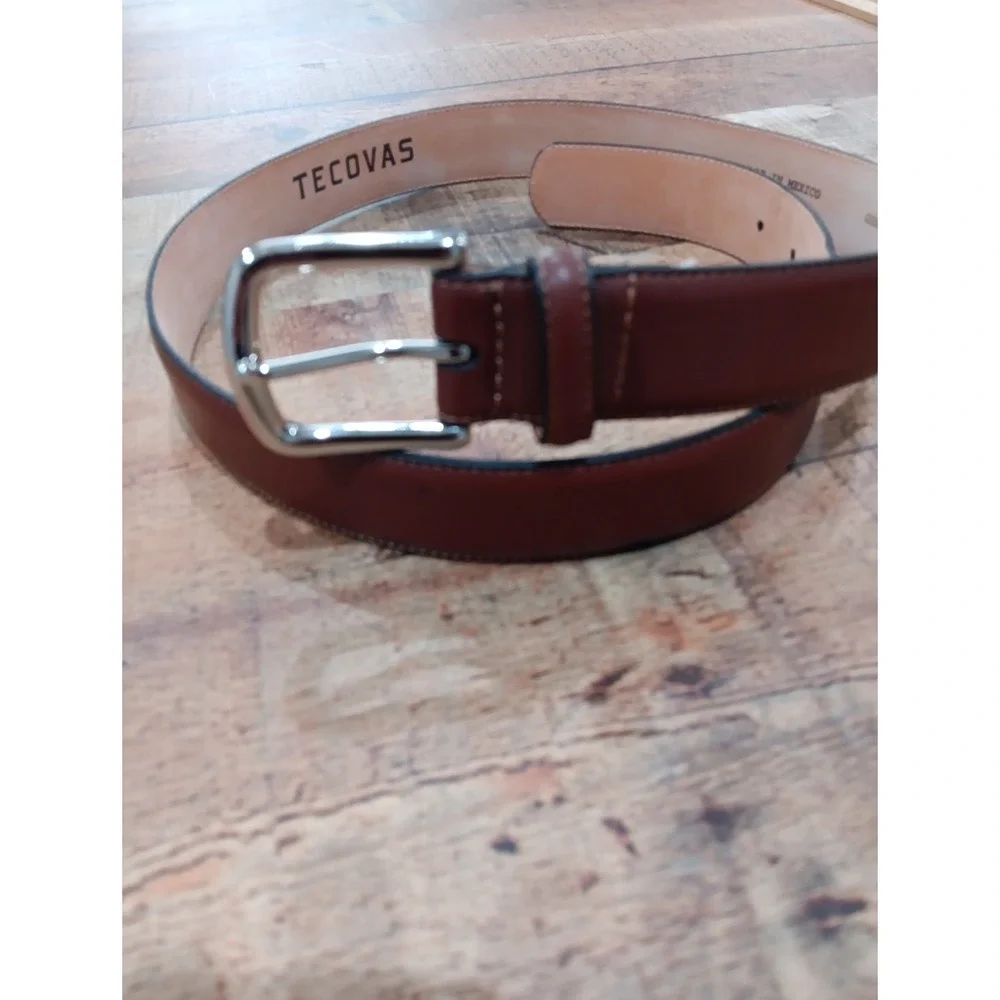 Tecovas Cowboy Western Handmade Calfskin Belt Men's Brown  ‎ size Large 5 Hole